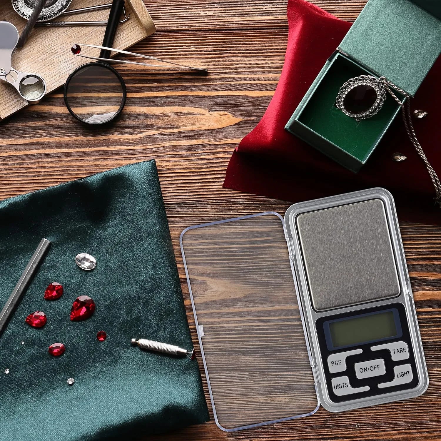 Cântar digital de buzunar AT PERFORMANCE®, multifunctional, cu funcție PCS/TARE, protecție plastic, 200g/0.001g